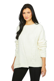  Olivia By Habitat Clothes Cozy Cables Pullover in Winter White