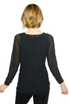 Olivia By Habitat Clothes Crinkle Mesh Ruched Layering Tee in Black