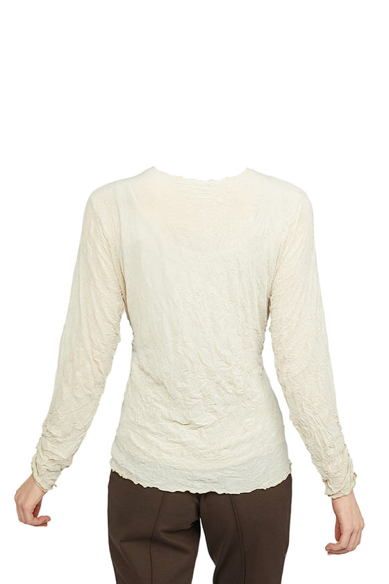 Olivia By Habitat Clothes Crinkle Mesh Ruched Layering Tee in Cloud