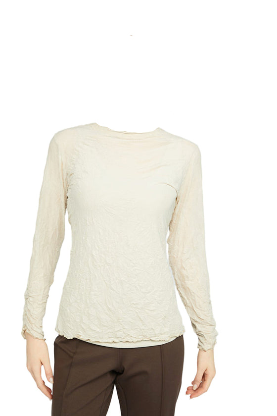 Olivia By Habitat Clothes Crinkle Mesh Ruched Layering Tee in Cloud