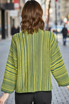 Olivia By Habitat Clothes Reverse Stripe Funnel Neck Sweater in Spruce