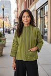 Olivia By Habitat Clothes Reverse Stripe Funnel Neck Sweater in Spruce