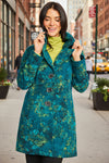 Olivia By Habitat Clothes Stained Glass Floral Fleece Car Coat in Teal