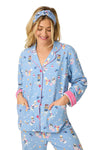 P.J Salvage Baked Woof Love Print Flannel PJ Set with Headband in Denim