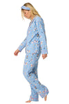 P.J Salvage Baked Woof Love Print Flannel PJ Set with Headband in Denim