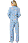 P.J Salvage Baked Woof Love Print Flannel PJ Set with Headband in Denim