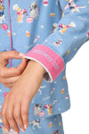 P.J Salvage Baked Woof Love Print Flannel PJ Set with Headband in Denim