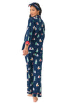 P.J Salvage Bearly Awake Print Flannel PJ Set with Headband in Navy