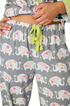 P.J Salvage Blooms on Parade Elephant 3-Piece Flannel PJ Set in Gray