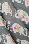 P.J Salvage Blooms on Parade Elephant 3-Piece Flannel PJ Set in Gray