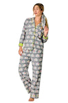 P.J Salvage Blooms on Parade Elephant 3-Piece Flannel PJ Set in Gray