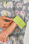 P.J Salvage Blooms on Parade Elephant 3-Piece Flannel PJ Set in Gray