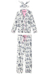 P.J Salvage Bon Voyage Print Flannel PJ Set with Headband in White Cloud