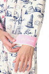 P.J Salvage Bon Voyage Print Flannel PJ Set with Headband in White Cloud