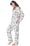 P.J Salvage Bon Voyage Print Flannel PJ Set with Headband in White Cloud