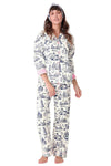 P.J Salvage Bon Voyage Print Flannel PJ Set with Headband in White Cloud