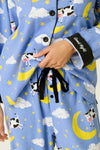 P. J. Salvage Cows Jumping Over the Moon 3-Piece Flannel PJ Set in Peri