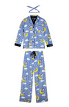 P. J. Salvage Cows Jumping Over the Moon 3-Piece Flannel PJ Set in Peri