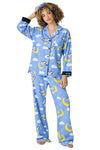 P. J. Salvage Cows Jumping Over the Moon 3-Piece Flannel PJ Set in Peri