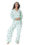 P.J Salvage Espresso Martini 3-Piece Flannel PJ Set in Pool Blue