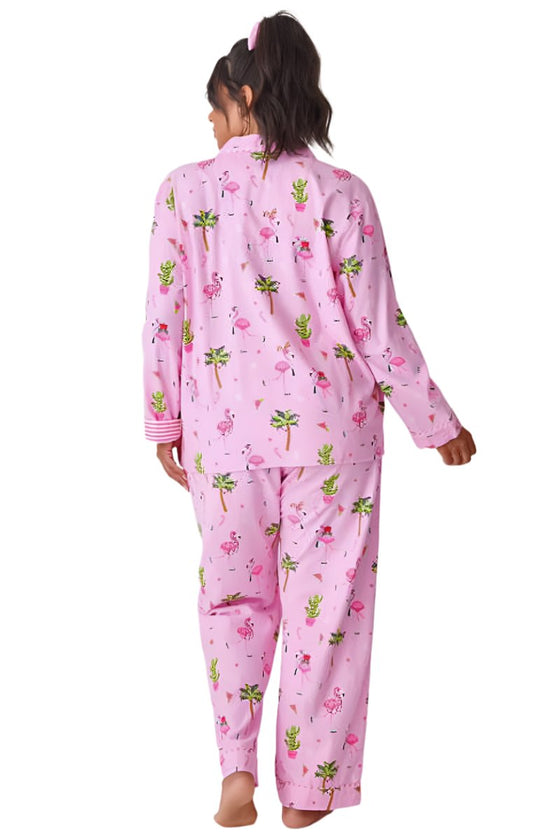 P.J Salvage Flamingo Cozy Flannel PJ Set with Headband in Pink Violet