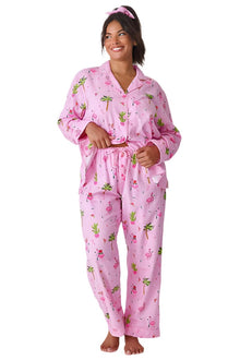  P.J Salvage Flamingo Cozy Flannel PJ Set with Headband in Pink Violet