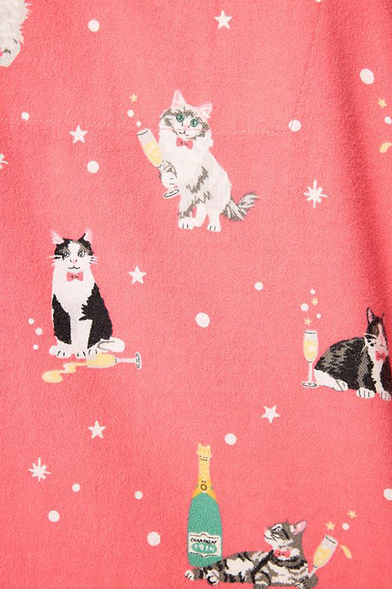 P.J Salvage Let's Get Fizzical 3-Piece Flannel PJ Set in Dark Coral