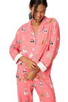 P.J Salvage Let's Get Fizzical 3-Piece Flannel PJ Set in Dark Coral