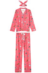 P.J Salvage Let's Get Fizzical 3-Piece Flannel PJ Set in Dark Coral