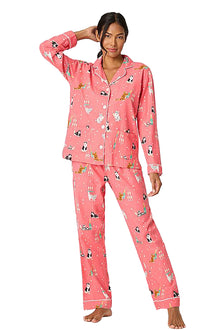  P.J Salvage Let's Get Fizzical 3-Piece Flannel PJ Set in Dark Coral
