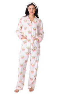  P.J Salvage Love 'U' So Matcha Cozy Flannel PJ Set with Headband