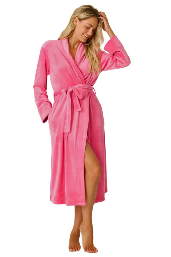 P.J Salvage Velvety Velour Robe in Fuchsia