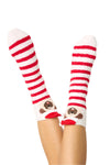 PJ Salvage Holiday Pug Plush Fun Socks in Ivory