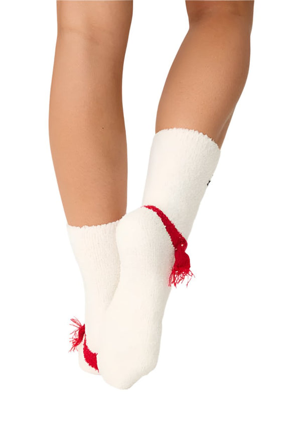 PJ Salvage Snowman Plush Fun Socks in White