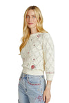 Driftwood Pointelle Sweater in Love Letters