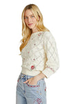Driftwood Pointelle Sweater in Love Letters