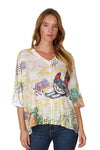 Inoah "Skittles" One Size V-Neck Dolman Sleeve Top T995BO-AE143