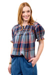 Ivy Jane Smocked Neck Top in Navy