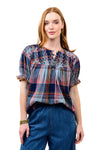 Ivy Jane Smocked Neck Top in Navy