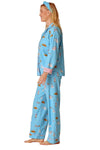 P.J Salvage Pampered Cat 3-Piece Flannel PJ Set in Blue Elixir