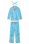 P.J Salvage Pampered Cat 3-Piece Flannel PJ Set in Blue Elixir