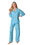 P.J Salvage Pampered Cat 3-Piece Flannel PJ Set in Blue Elixir