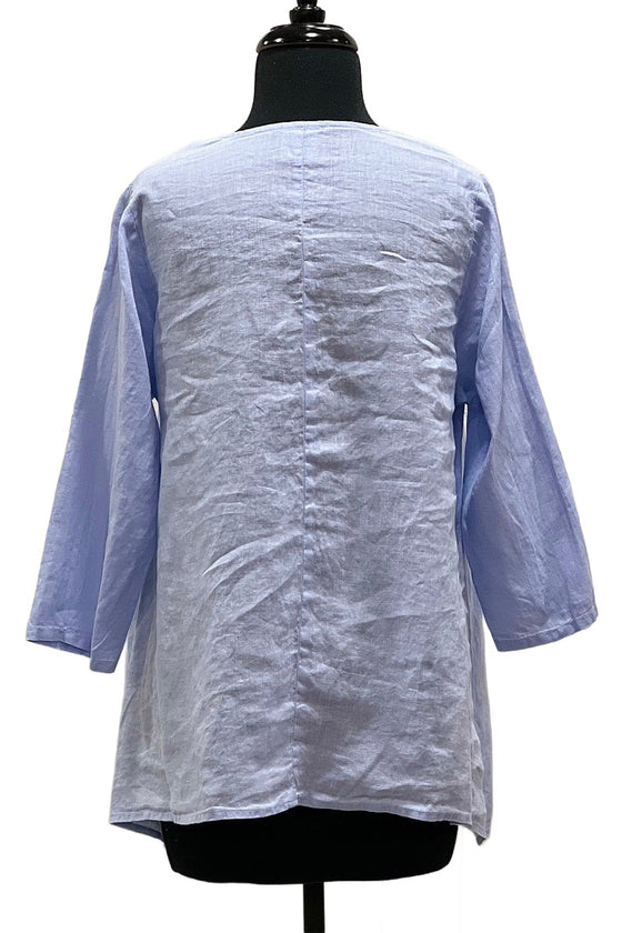 Pure Match By Match Point Petite V-Neck Pullover Top in Kentucky Blue Style PLT2081