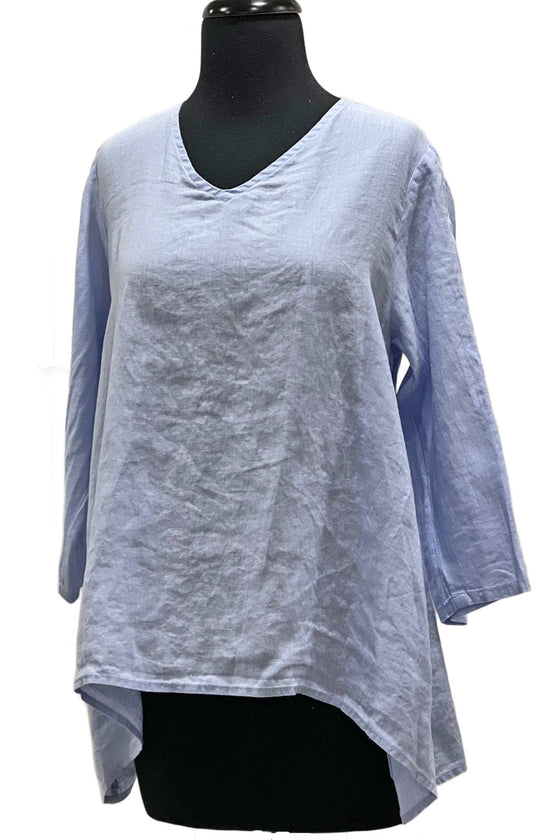 Pure Match By Match Point Petite V-Neck Pullover Top in Kentucky Blue Style PLT2081