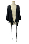 Saga Cotton Gauze Crinkle Tie Front Top in Black Style 66887