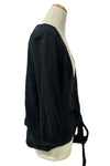 Saga Cotton Gauze Crinkle Tie Front Top in Black Style 66887