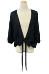 Saga Cotton Gauze Crinkle Tie Front Top in Black Style 66887