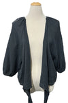 Saga Cotton Gauze Crinkle Tie Front Top in Charcoal Style 66887