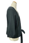 Saga Cotton Gauze Crinkle Tie Front Top in Charcoal Style 66887
