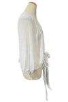 Saga Cotton Gauze Crinkle Tie Front Top in White Style 66887